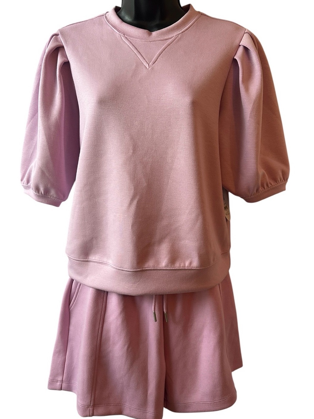 Scoop Women’s ScubaKnit Puff Sleeve Lounge Set - Cotton Rose